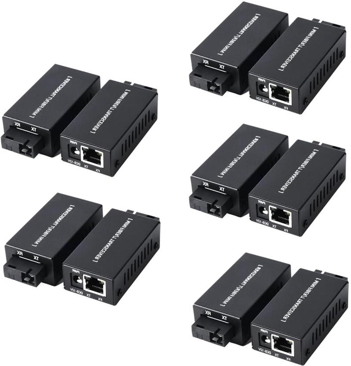 Vezel Optische Media Converters - Ethernet Switch - Netwerk Uitbreiding - Mini Gigabit Snelheid - 5 Paren - Zwart