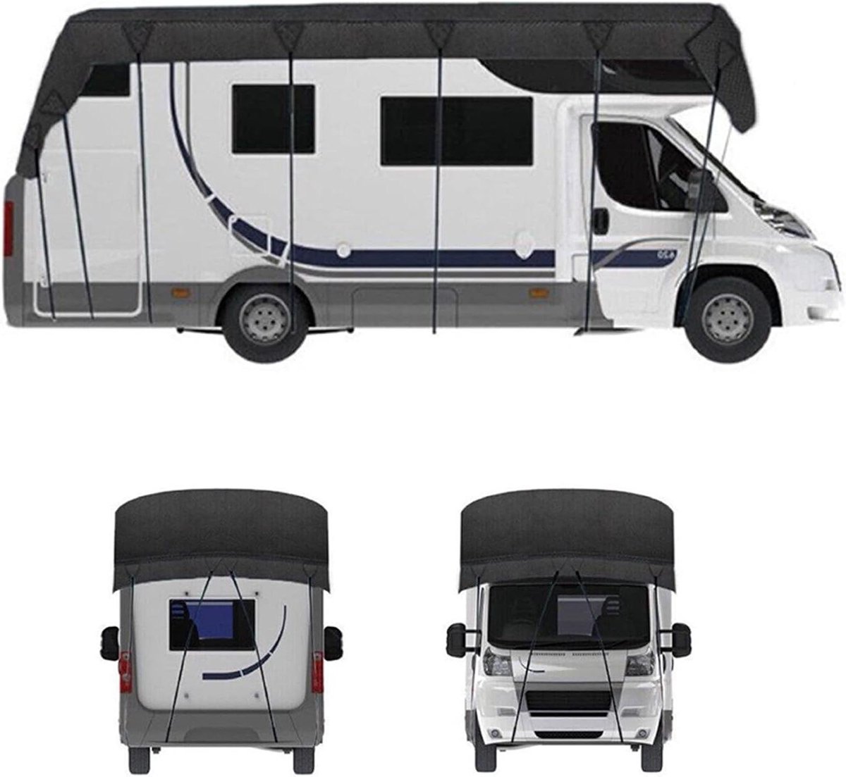 Beschermhoes - Dakbedekking Caravan - Buiten Opslag - Waterdicht UV-werend - 500x300 cm - Zwart