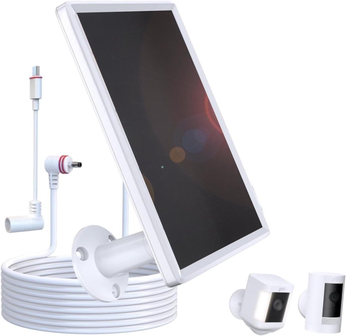 Zonnepaneel Charger - Energie Oplader - Camera Voeden - IP66 Waterdicht - 6W Vermogen - Zwart