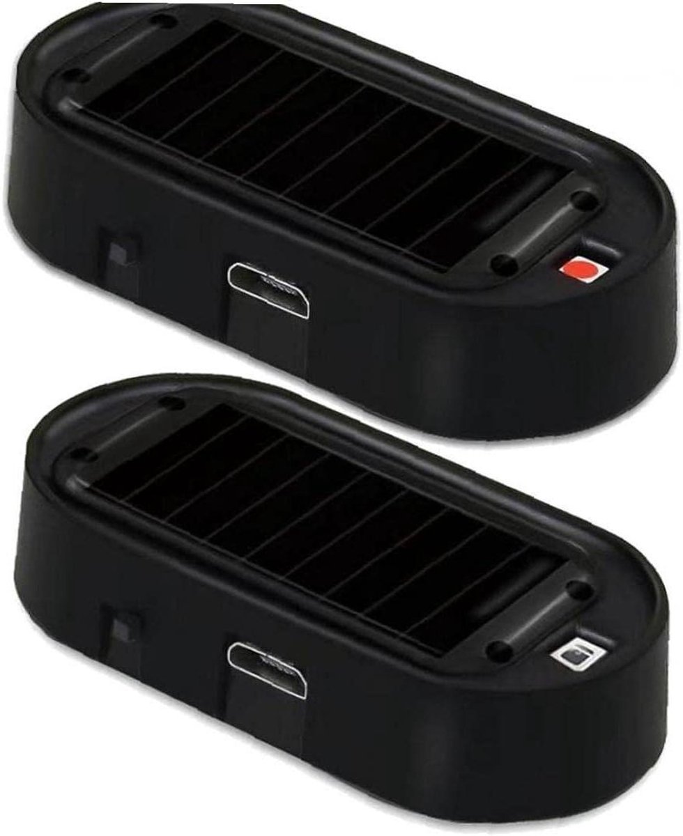 Alarm Lamp - Waarschuwing Licht - Voertuig Beveiligen - Zonne-energie Opladen - 2 Stuks - Zwart