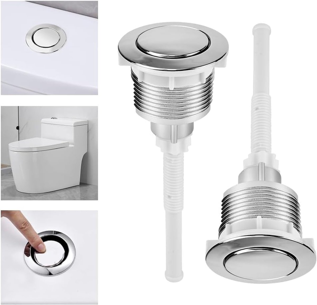 Ronde Toilet Spoelknop met Dubbele Wastafelknop - ABS Chroom Accessoires voor Badkamerinstallatie en Vervanging