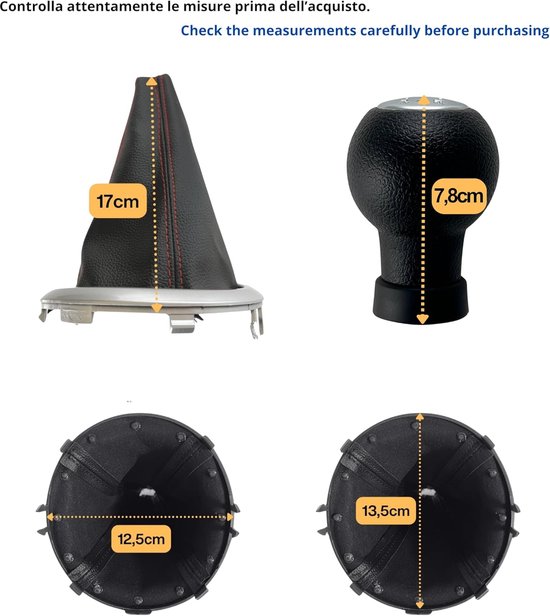 Schakel Pookknop - Versnellingspook Set - Auto Interieur - 5 Versnellingen Rood - T-Vorm - Zilver van Merkloos — afbeelding 3