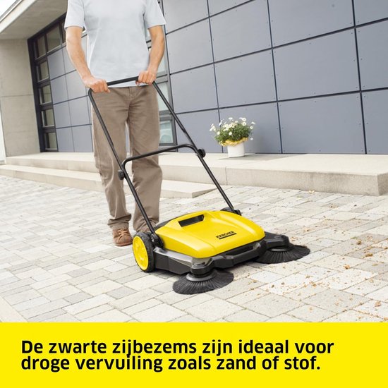 Veegmachine - Handveger - Buiten reinigen - 2-in-1 borstels - 65 cm werkbreedte - Geel — afbeelding 5