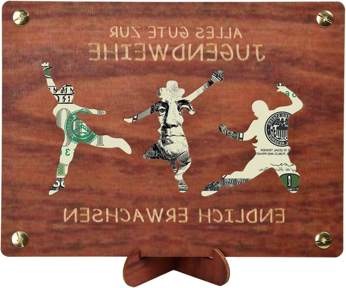 Houten Geldcadeaus voor Jeugdige Wijdingen, Originele Verpakkingen met Wenskaarten voor Jongens en Meisjes