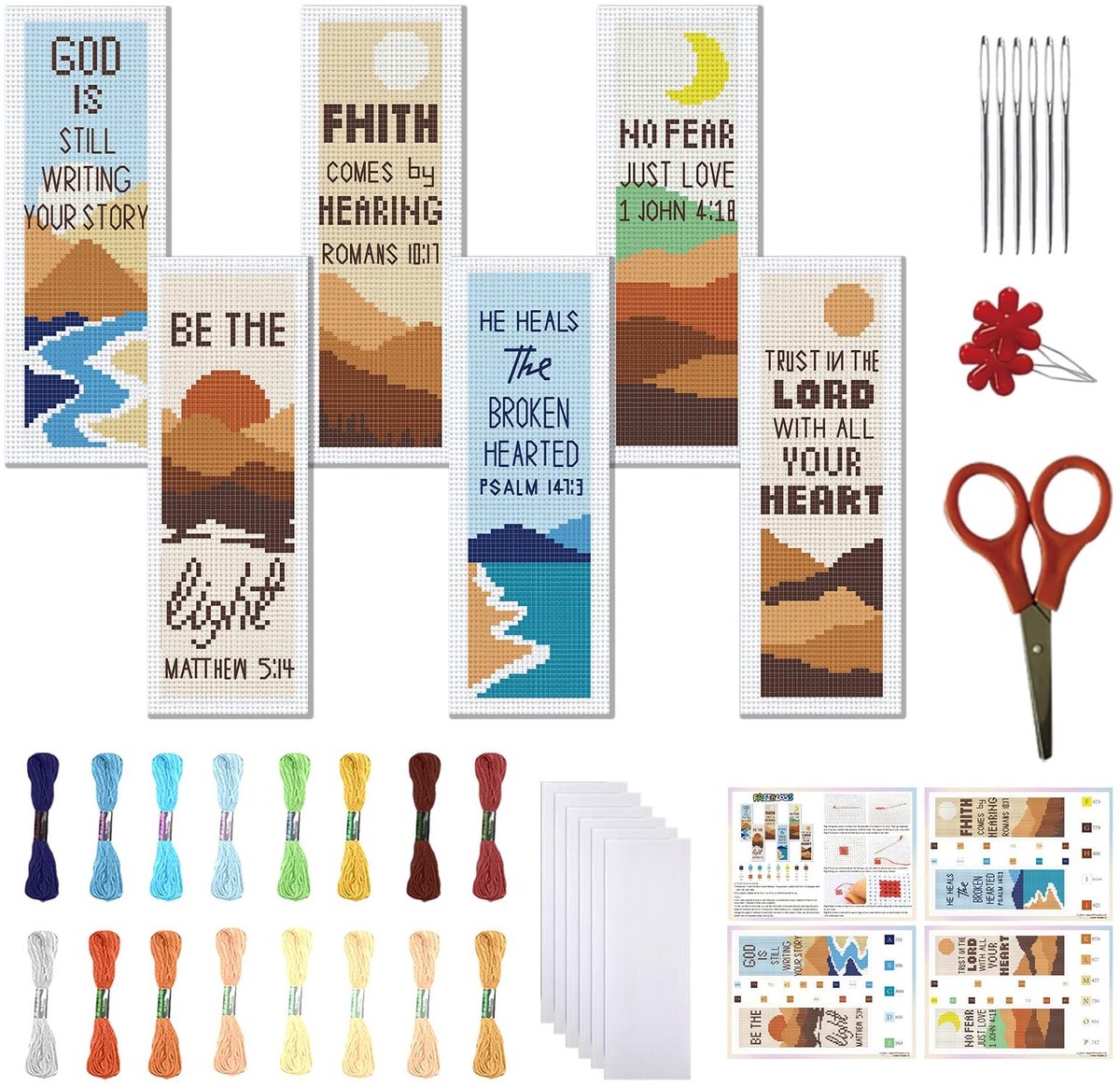 aladdien - Borduur Bookmark Kit - 6-delige Stamped Embroidery - Creatieve hobby - Voor boekenliefhebbers - Inclusief benodigdheden - Geschikt voor b...