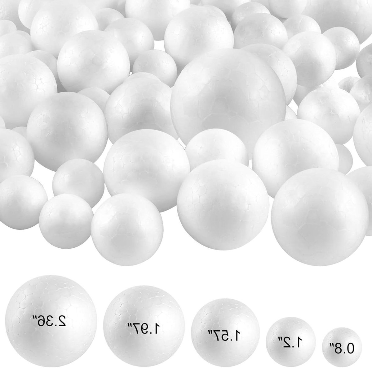 Schuimballen Knutselen - Polystyreen Ballen - Doe-het-zelf Projecten - 5 Verschillende Maten - 70 Stuks - Wit