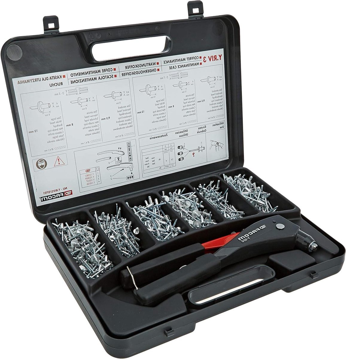 Klinknagel Tang Set - Metaalbevestiger - Metaal Verbinden - Inclusief Rivet Assortiment - 600+ Stuks - Rood Zwart