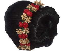 Haar Gajra - Bloemen Haaraccessoire - Feestelijke Looks Creëren - Herbruikbaar Design - 50g - Rood
