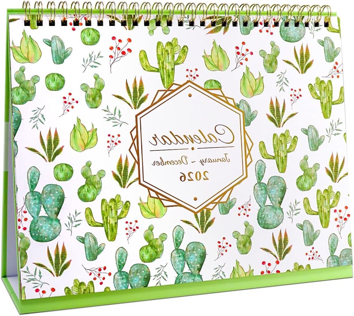 Familiekalender 2026, 25 x 19 cm, Tafelkalender met Dubbele Spiral Binding, Mooi Ontwerp en Ruimte voor Aantekeningen