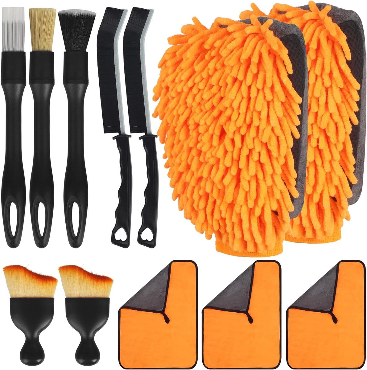 Auto Onderhoud Set - Autobekleding Poetsen - Auto Reinigen - 12 Delig - Medium - Oranje