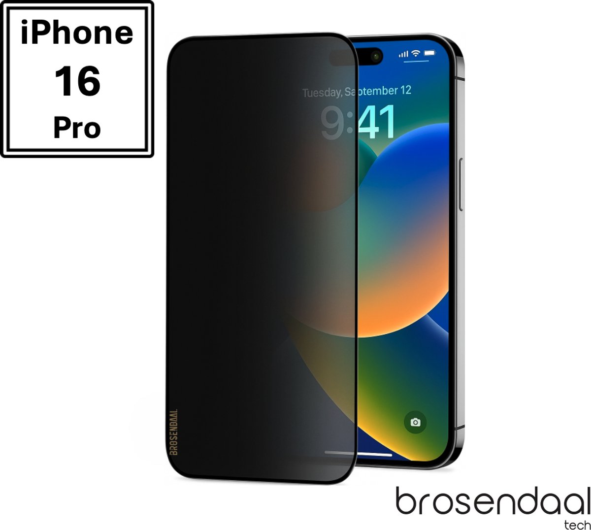 Brosendaal Privacy Screenprotector geschikt voor iPhone 16 Pro – Matte Privacy Filter – Kras- en Valbestendig