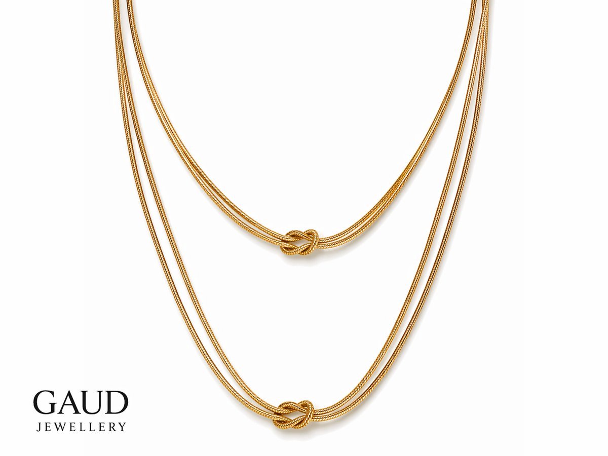 GAUD Love Knot Ketting Set Goud – Stainless Steel – 50+5 cm – Nikkelvrij – Minimalistische Kettingen – Waterbestendig
