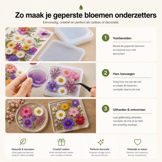 BOTC Natuurlijk Gedroogde Bloemen - Droogbloemen - 70 Stuks - Gypsophila Bloemen - Hars Nail Art - DIY Knutselen - Geperste Bloemen