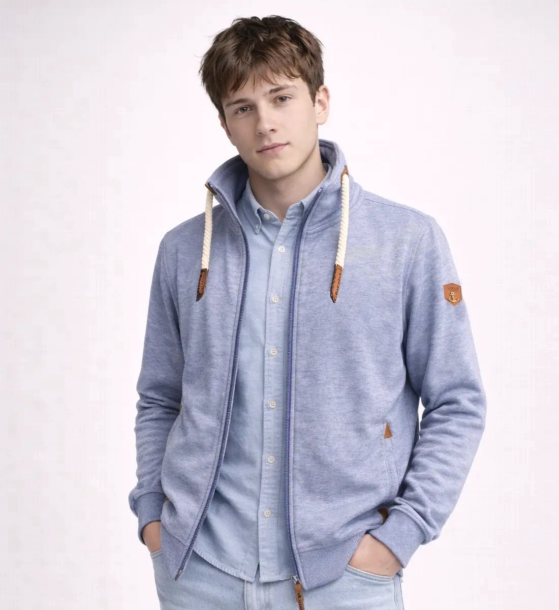Lizzard Sports Heren Sweatvest – Heren Sweater met Rits en Opstaande Kraag – Zomer Sweater Heren Jeans Milans