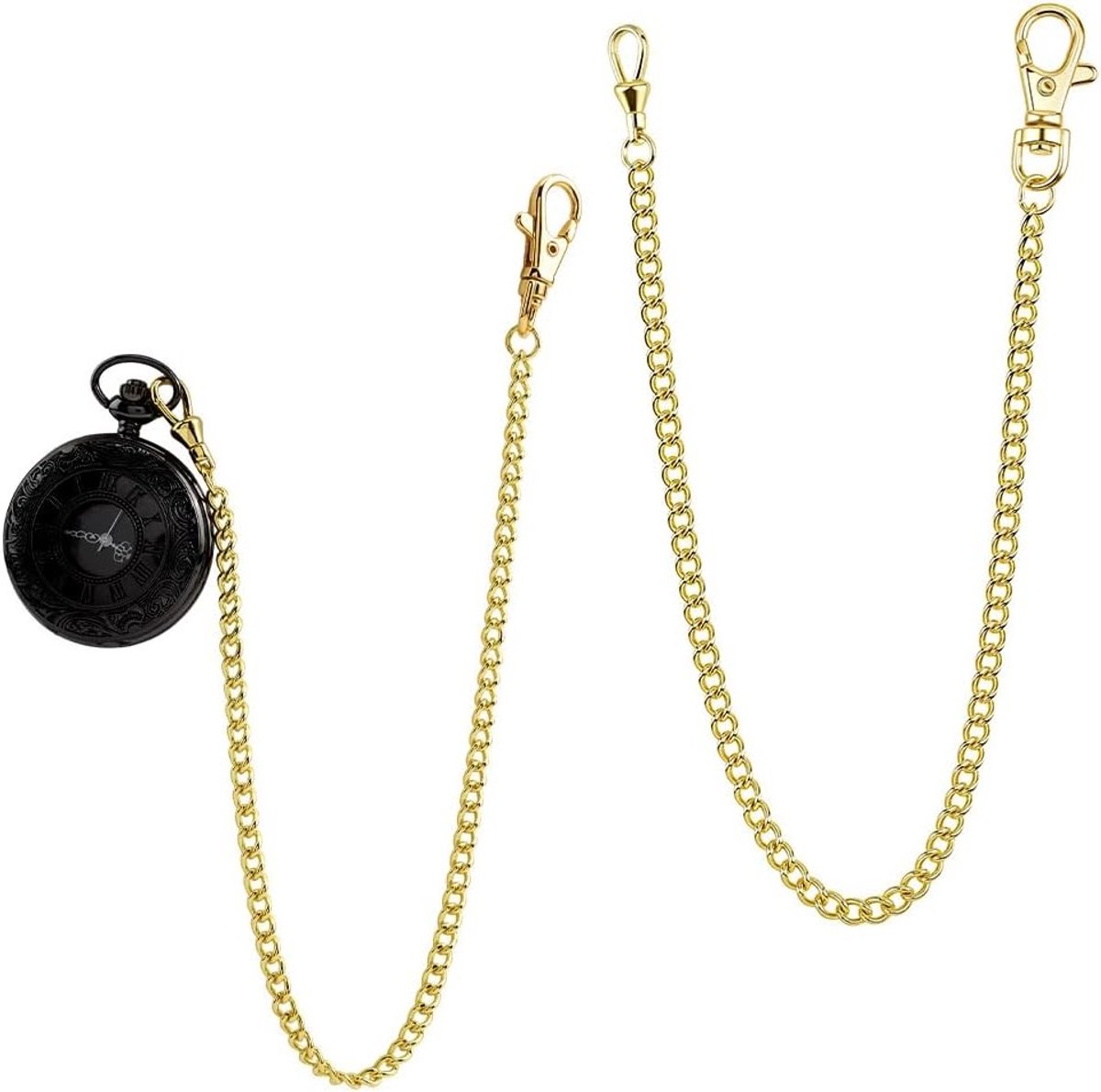 2 Stuks Pocket Watch Chain voor Mannen 37.5cm Gouden Wallet Chains voor Vintage Evenementen, Trouwen en Retro Decoratie