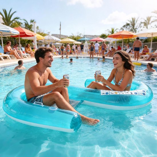 Drijfmatras Twee Personen - Waterhangmat Ligbed - Ontspannen op water - Zonbestendig koelstof - 155x25x170cm - null — afbeelding 5