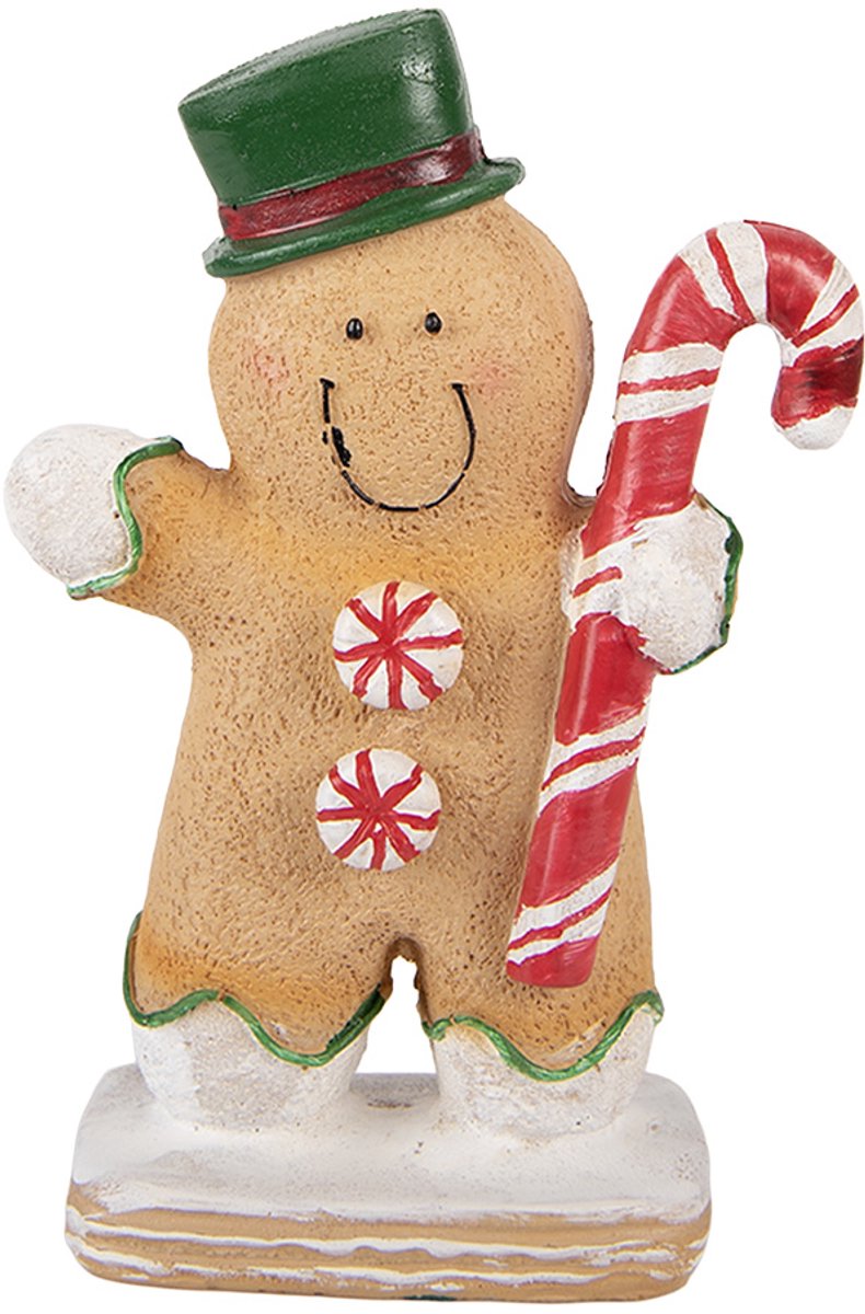 Kerstdecoratie Beeld Gingerbread man 12x6x18 cm Bruin Polyresin