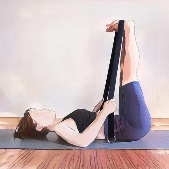 Yogariem Katoen - Stretch Band - Flexibiliteit Verbeteren - Metalen D-ring Gesp - 250cm - Donker Legergroen van Merkloos — afbeelding 3