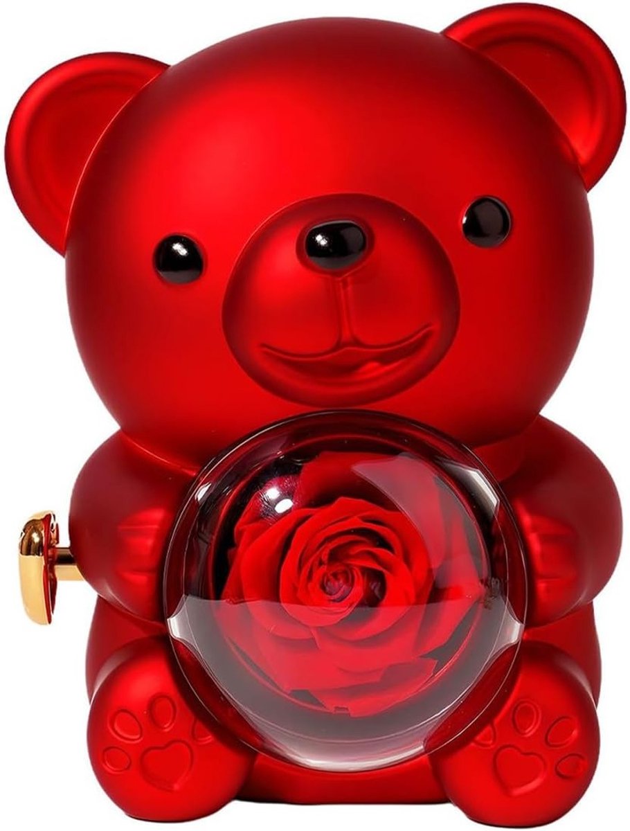 Echte Rozen Ornament met I Love You Ketting, Tijdloze Bloemen Geschenken voor Vrouwen, Verjaardag, Valentijnsdag en Jubileum