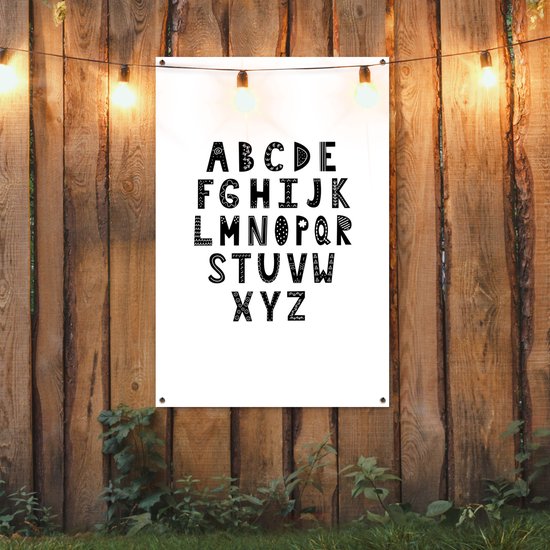 Illustration alphabet lettres noires sur fond blanc 80x120 cm