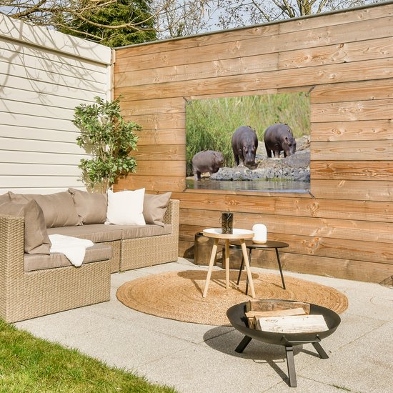 Posters de jardin extérieur Hippopotames - Water - Afrique du Sud - 90x60 cm - Toile jardin - Affiche extérieure