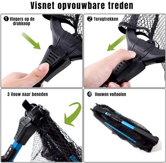 Nexvo® Schepnet Vissen - Visnet - Telescoop Schepnet - Duurzaam Net met Rubberen Coating - Zwart/Blauw - 40cm x 40cm x 1cm van nexvo — afbeelding 2