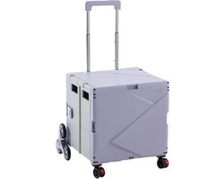 Opvouwbare Boodschappentrolley - Krat op wielen Transportkar - Boodschappen vervoeren - Traplift functie - 70L - Zwart