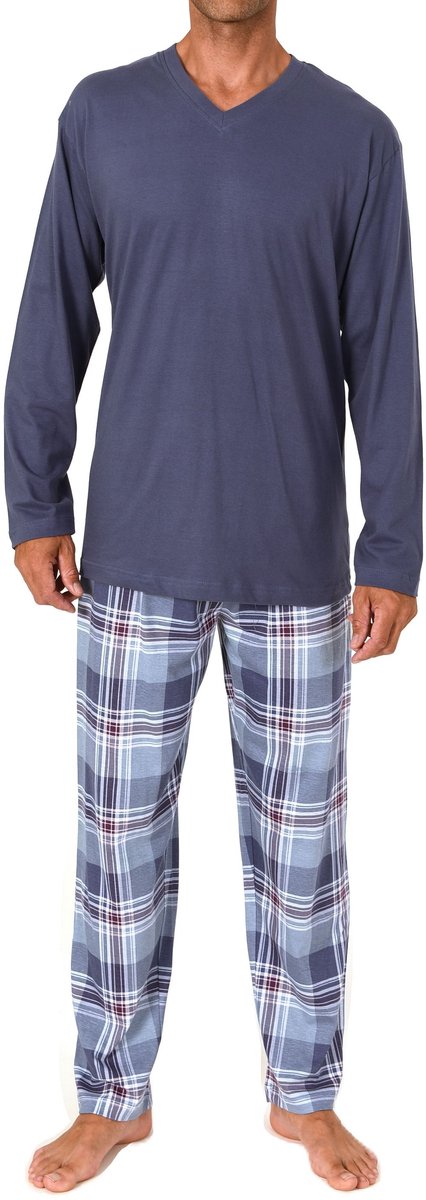 Normann herenpyjama met lange jersey pyjamabroek in geruite look - ook in grote maten