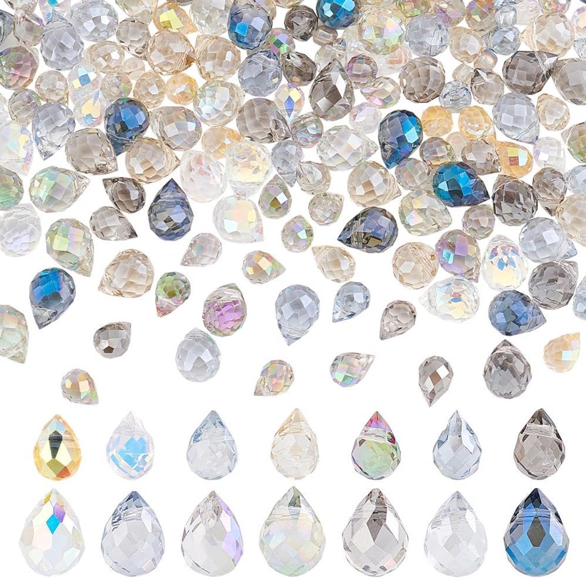 210 Stuks Druppelglas Kralen in Diverse Kleuren voor Creatieve Knutselprojecten