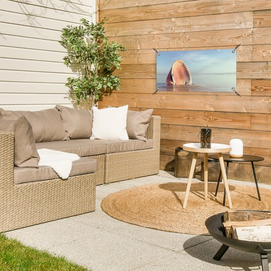 Poster de jardin Coquillage - Plage - Mer - 60x30 cm - Toile de jardin - Poster extérieur
