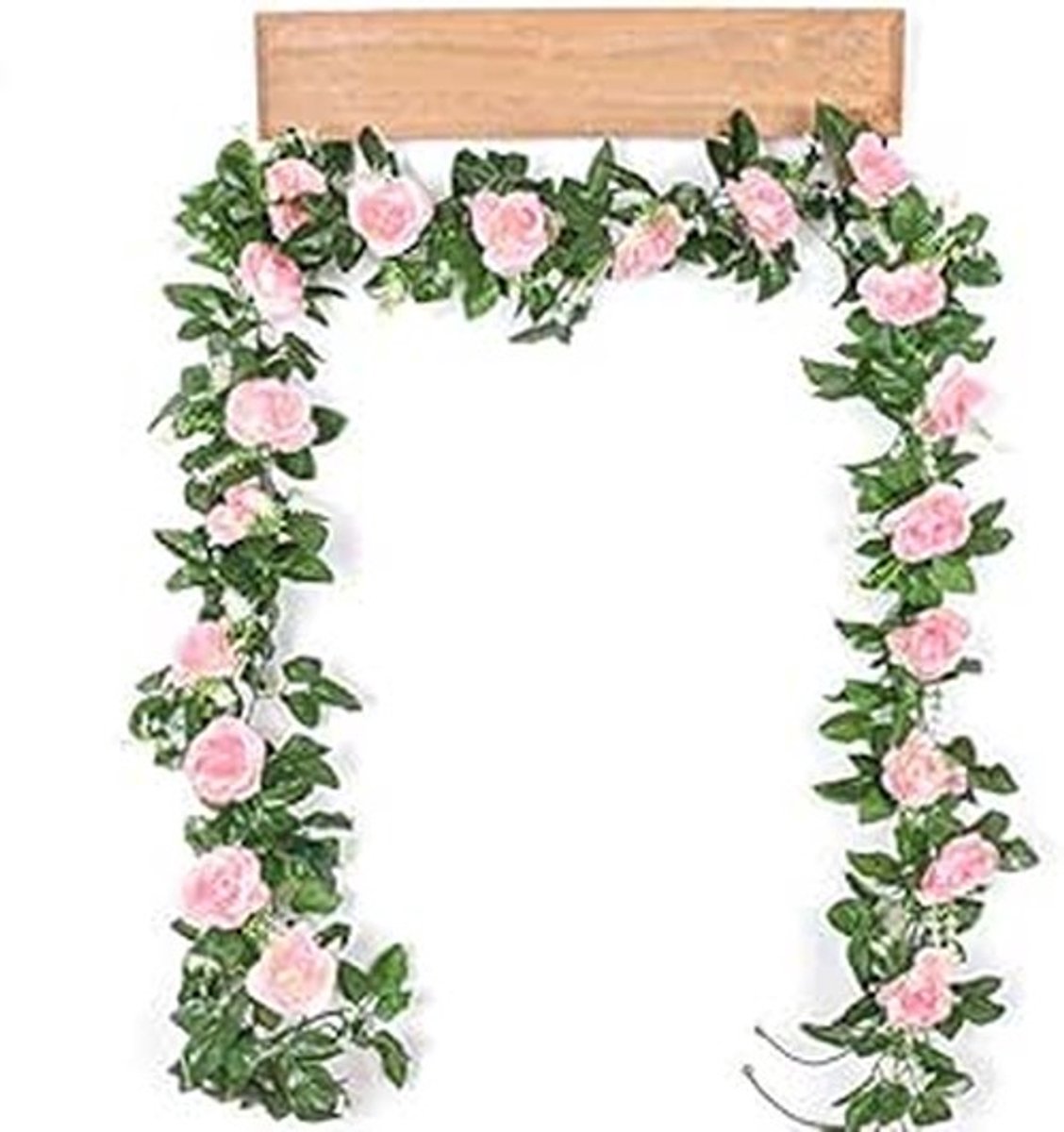 SPHProducts - Kunstbloemen Rattan - Sierlijke Rozen - Lichtroze - Decoratie voor Bruiloft - 200cm - Faux Bloemen - Thuisdecoratie