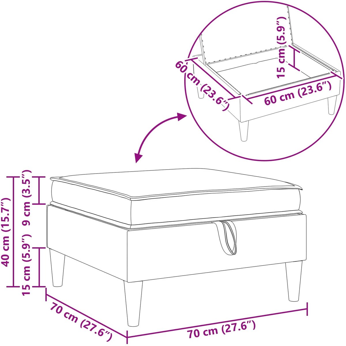 vidaXL - Sofa - met - opslag - Stof