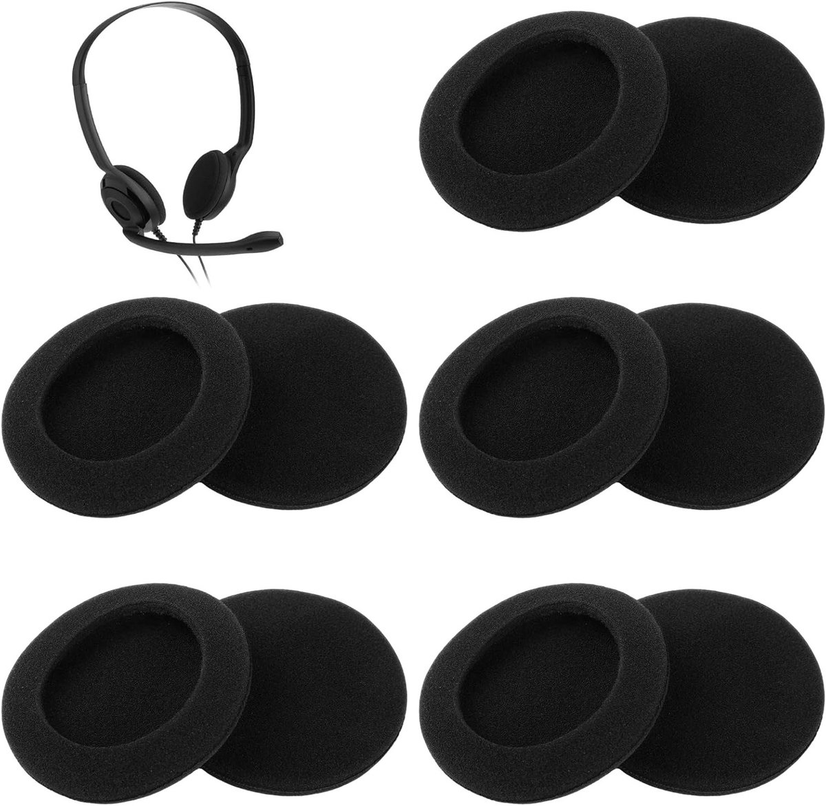 Vervangende Oorkussens van 60 mm - Universele Schuimkussens voor Hoofdtelefoons - Bescherming en Comfort - Set van 10 Stuks
