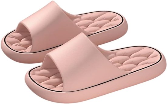 Slippers - Comfortabele doucheslippers voor dames en heren - gevoerde zwembad- en strandslippers met sneldrogende antislipzool - en gymschoenen - 36/37 -Roze