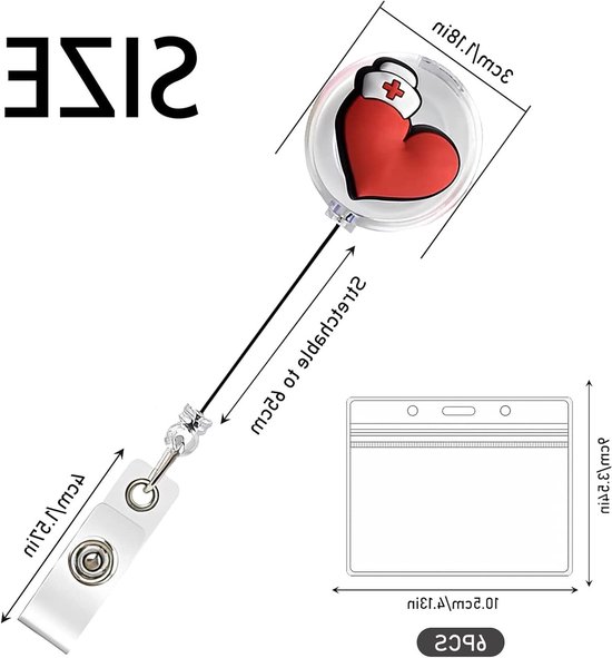 Zorg Badge Houder Set van 6, Retractable Badge Reel met Clip, Perfect voor Namen en ID Kaarten — afbeelding 5