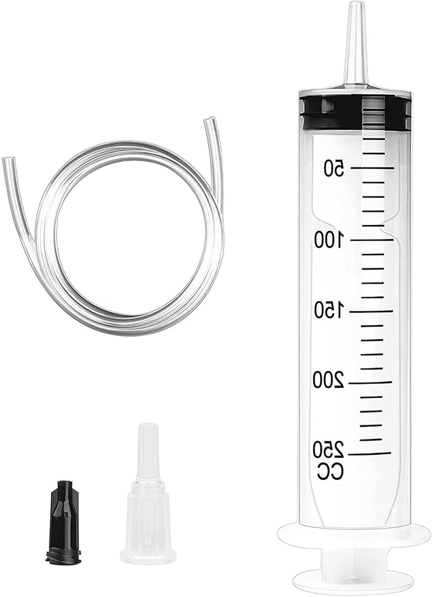 Grote 250ml Plastic Spuit voor Herbruikbaar Gebruik met Slang en Stopper voor Laboratorium, Industrie, Tuin en Dierlijke Voeding