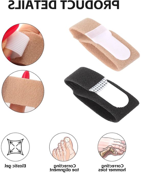 Set van 20 Elastische Vingerbandages voor Fixatie en Pijnverlichting, Herbruikbaar voor Vingers en Tenen, Zwart en Huidskleurige Opties van Merkloos — afbeelding 2
