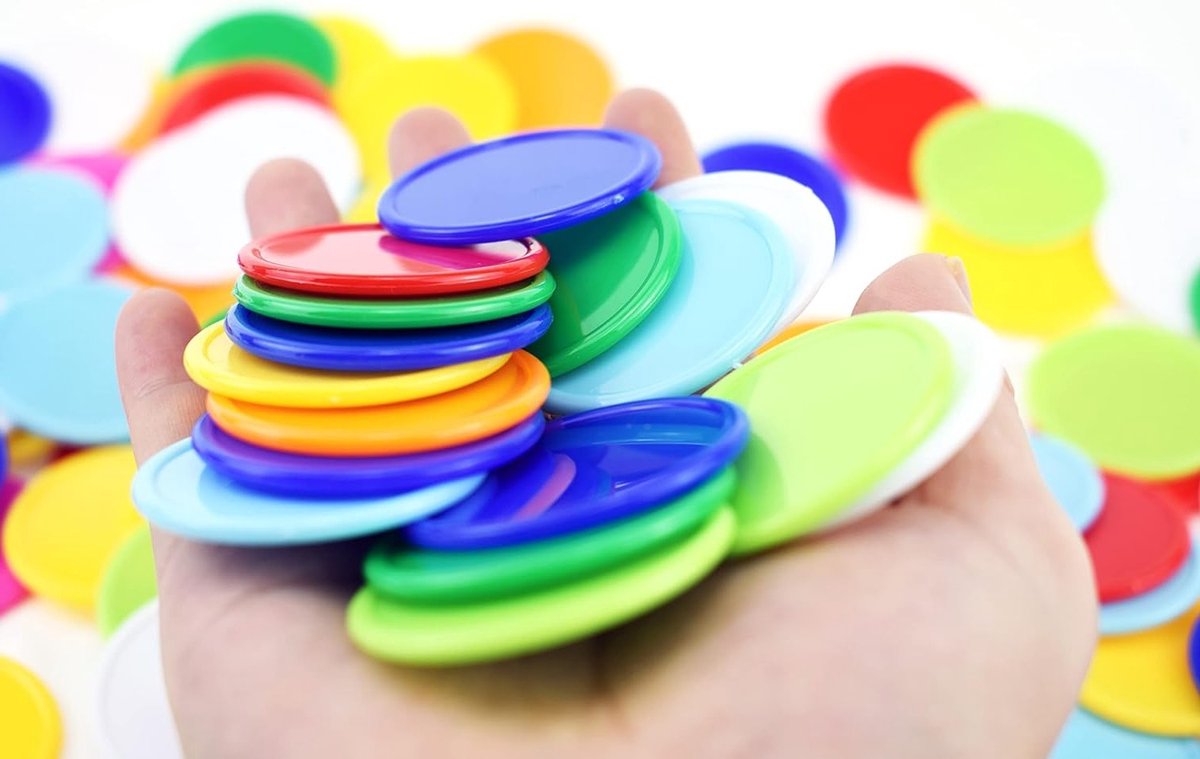 Grote Plastic Bingo Chips van 3.8 cm, 9 Kleuren, Perfect voor Poker, Feesten en Scholen