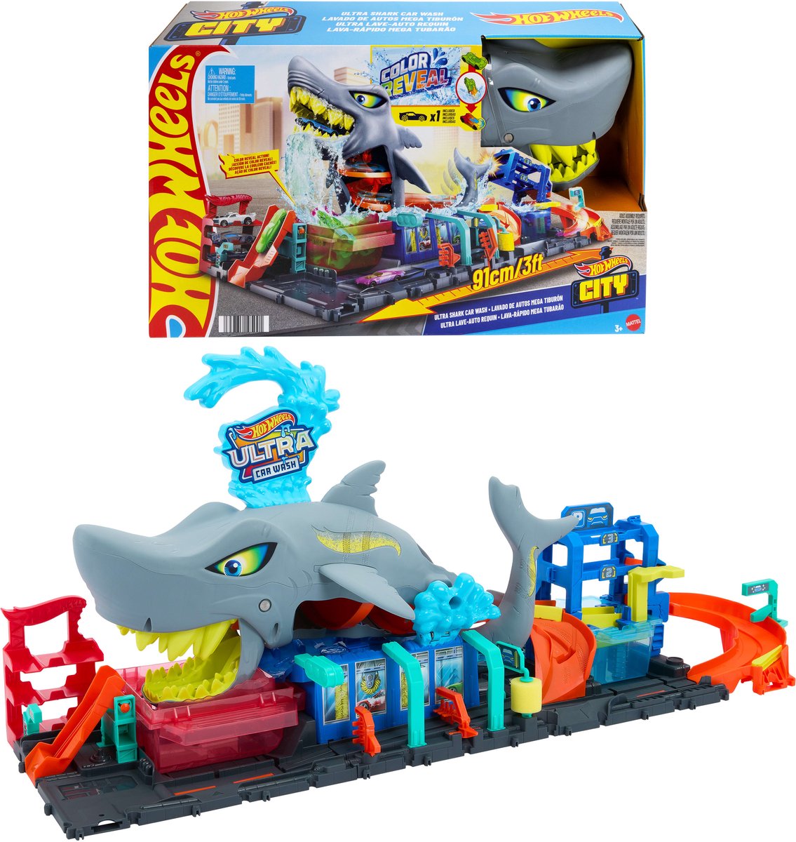 Hot Wheels City Haaienaanval in de autowasserette - Met speelgoedauto met kleurverrassing — afbeelding 14