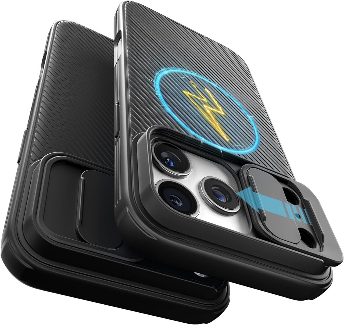 Beschermende hoes voor 17 Pro Max met camera controle en MagSafe compatibiliteit, zwart