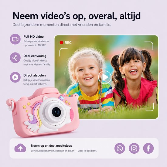 Appareil Photo Enfant 1080P HD 4800 Pixels - Caméra Numérique Avec 32Go Carte Cadeau 3-10 Ans