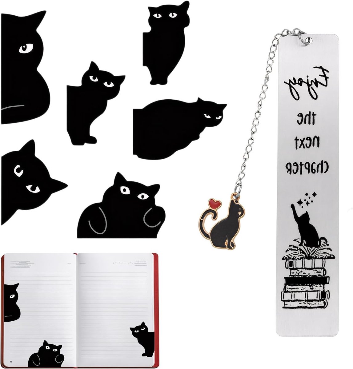 Allecta - Magnetische Boekenleggers Set van 2 - Katten Thema - Schattige Dieren - Voor Kinderen en Boekenliefhebbers