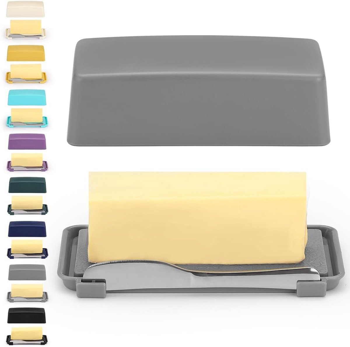 Stijlvolle Botervloot met Deksel voor Op het Aanrecht, Inclusief RVS Multifunctioneel Botermes, Ideaal Keukengeschenk voor Moeder en Vrouw, Perfect voor Vers Boter en Bewaring