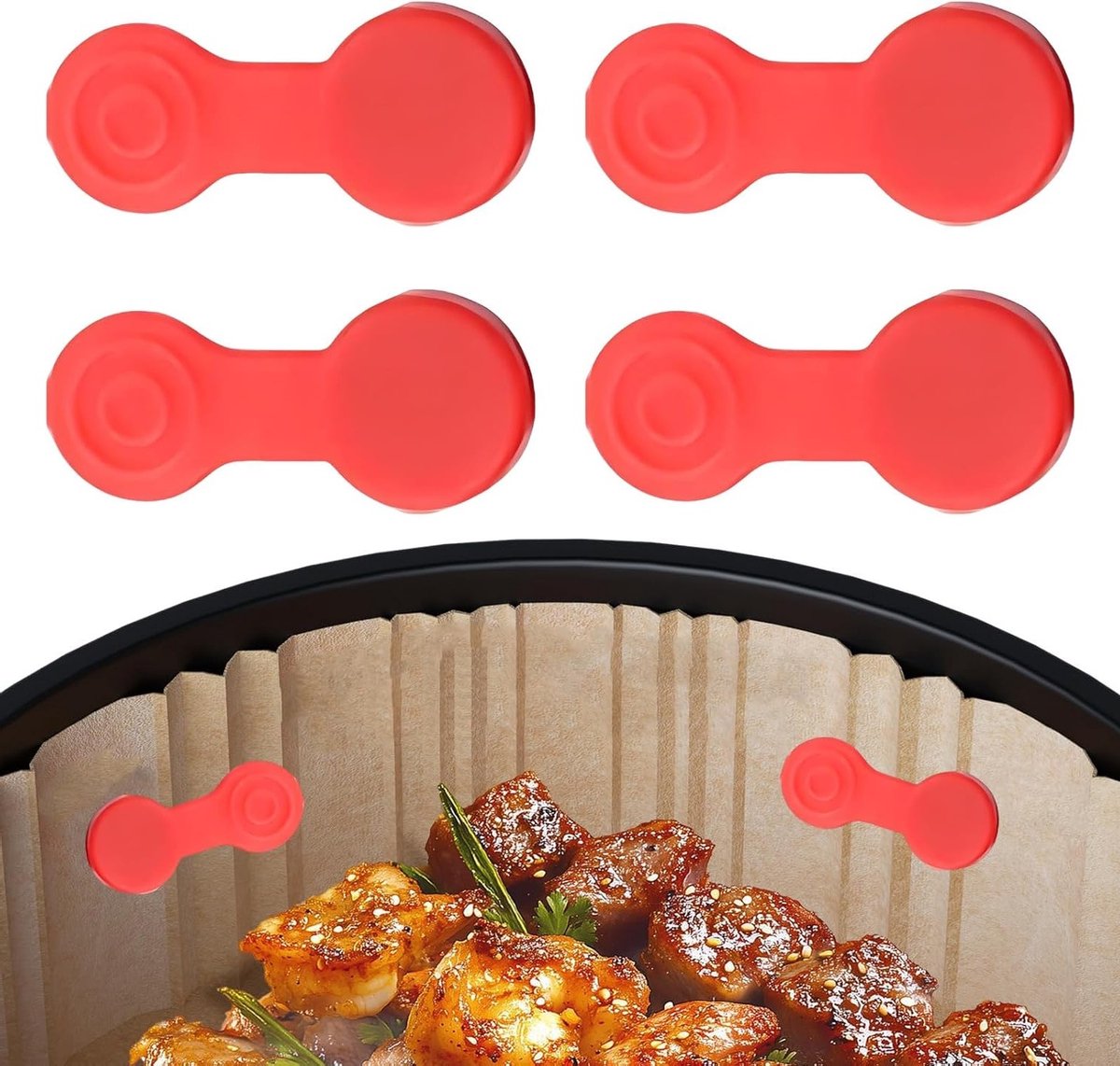 Set van 4 BPA-vrije magneten voor airfryer met bakpapier, voorkomt brandplekken en maakt koken eenvoudiger
