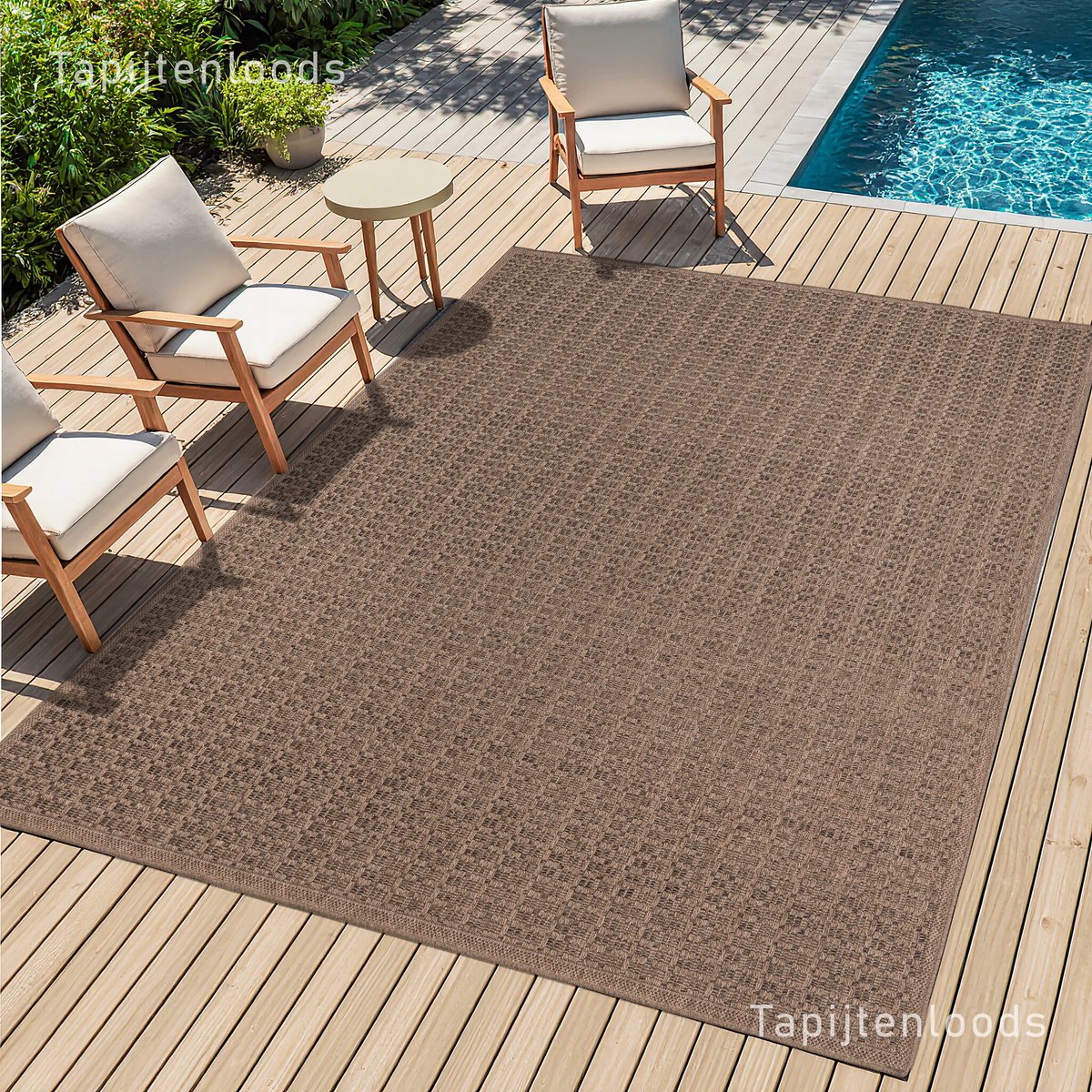 Muratap Sahara Uni Buitenkleed Jute-Look Weerbestendig Vloerkleed Beige