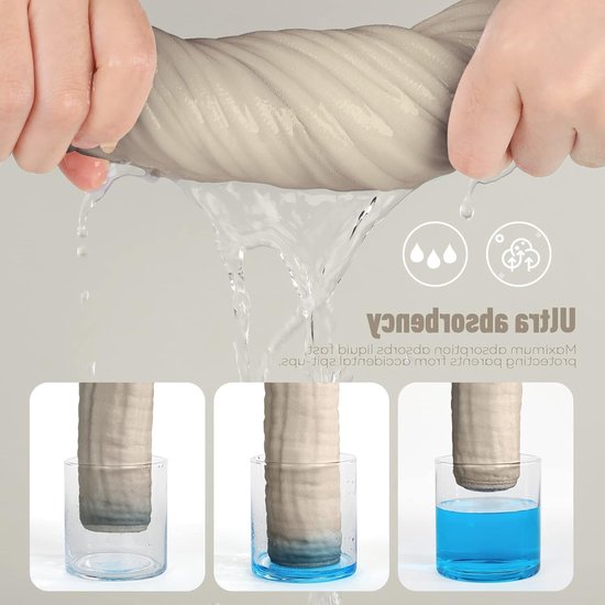 Pack of 10 Burp Cloths 27 x 50 cm - 6 Layers Absorbent Washcloths - 100% Cotton - Baby Diapers for Bean Paste hydrofiele washandjes — afbeelding 2