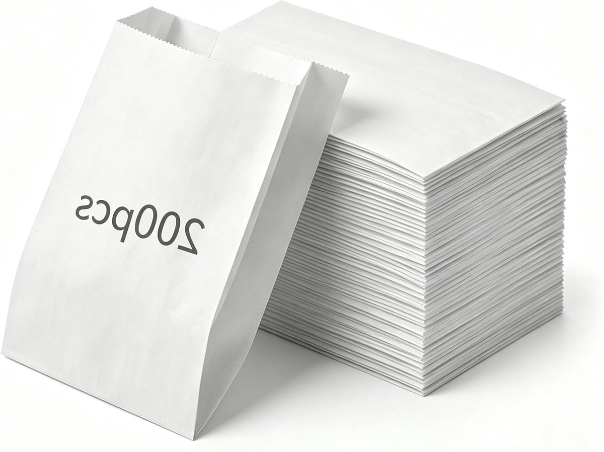Kleine Witte Papieren Tassen, 12×4×20cm Kraft Papieren Zakjes voor Snacks, DIY Projecten en Cadeautjes, Perfect voor Feestjes en Verpakkingen