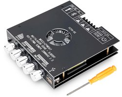 SnelShoppen - Hi-Fi Versterker Module 2.1 Kanaal met Bluetooth 5.0, 160W+160W + 220W Subwoofer, Mini Digitale Stereo Versterker voor Home Theater, USB