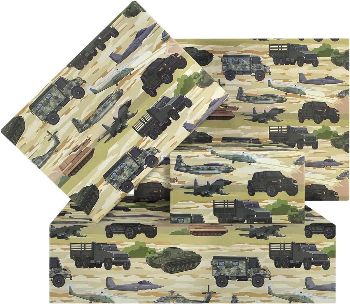 Cadeaupapier met camouflage ontwerp, 4 vellen (50 x 70 cm), ideaal voor jongens verjaardagen, inpakken van militaire geschenken en feestelijke verrassingen