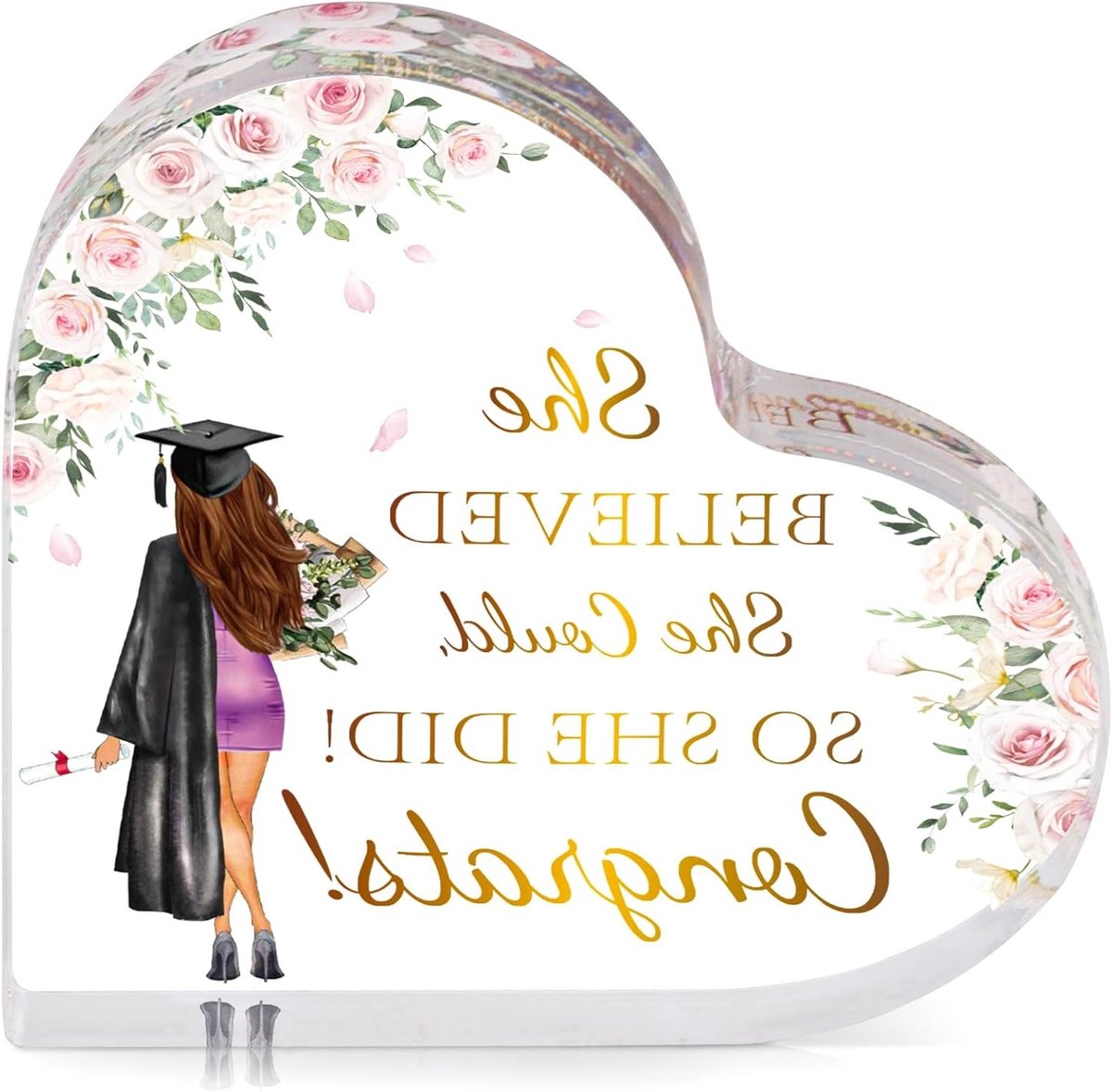 Unieke afstudeercadeaus voor dochters, kleindochters en vriendinnen - Hartvormige acrylplaquette voor universitaire en schoolverlaters